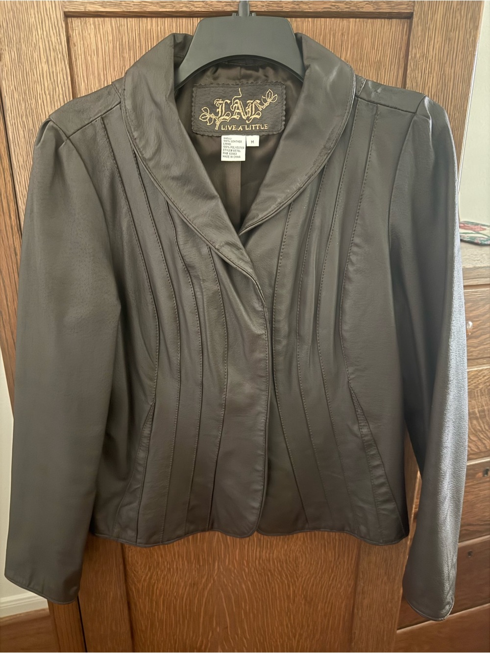 Live A Little Women's Brown Leather Tailored Jacket